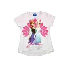 T-shirt Maglia Maglietta Cotone Elastico Bimba Bambina Disney Frozen Bianco 7A