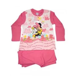 Pigiama Maglia Maglietta Pantalone Bimba Bambina Disney Minnie Bianco Rosa Fucsia 6A