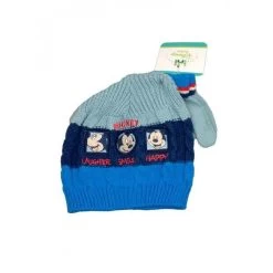 Set 2pz Cappello Cappellino Guanti Bimbo Bambino Disney Baby Mickey Azzurro Tg 48