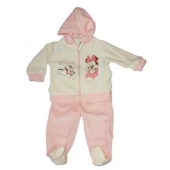 Completo 2pz Ciniglia Bimba Neonato Disney Baby Minnie Panna Rosa 6 M