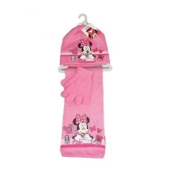 Set 3pz Cappello Cappellino Sciarpa Guanti Bimba Disney Baby Minnie Rosa Tg 52