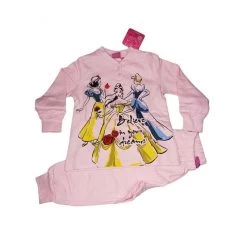 Pigiama Maglia Maglietta Pantalone Bimba Disney Principesse Rosa 5A