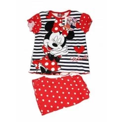 Pigiama Maglia Maglietta Pantaloncino Bimba Bambina Disney Minnie Mouse Rosso 4A